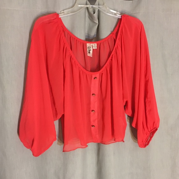 Tantrum Apparel Pink Long Sleeve cropped Top Sz M - Picture 2 of 8